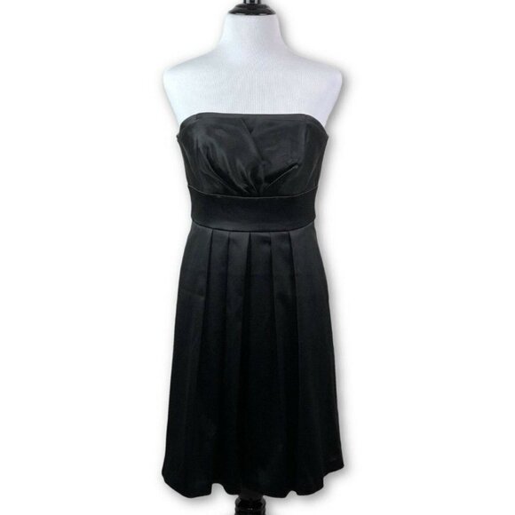 WHBM Strapless Black Satin Cocktail Dress - Picture 1 of 6